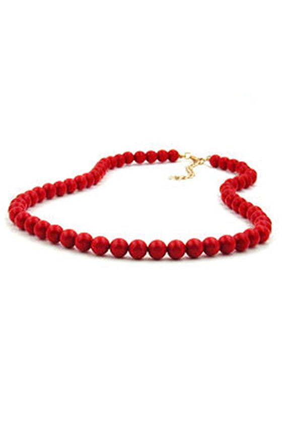NECKLACE BEADS 8MM RED & GLOSSY