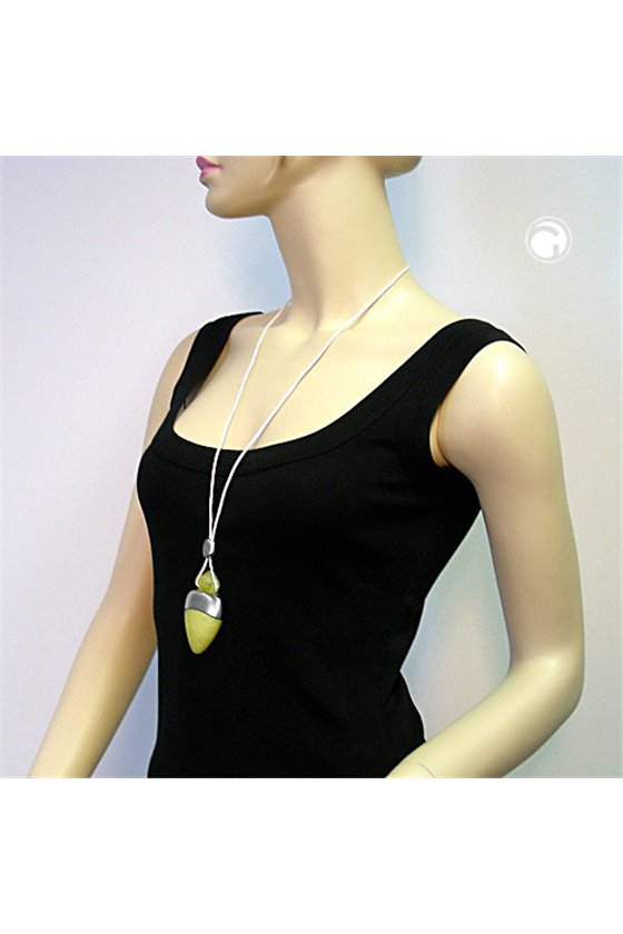 NECKLACE PERFUME BOTTLE KIWI-SILVER 100CM