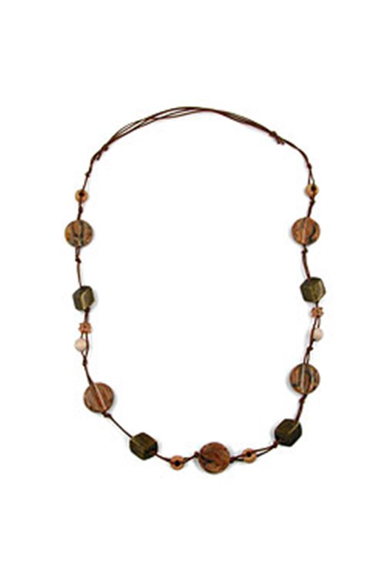 NECKLACE DISC BROWN 90CM