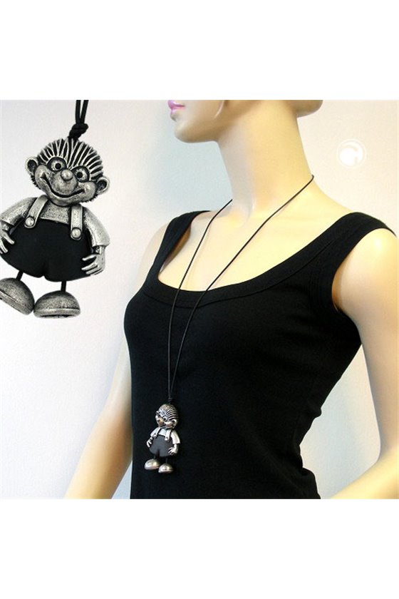 NECKLACE HEDGEHOG SILVER-ANTIQUE 90CM
