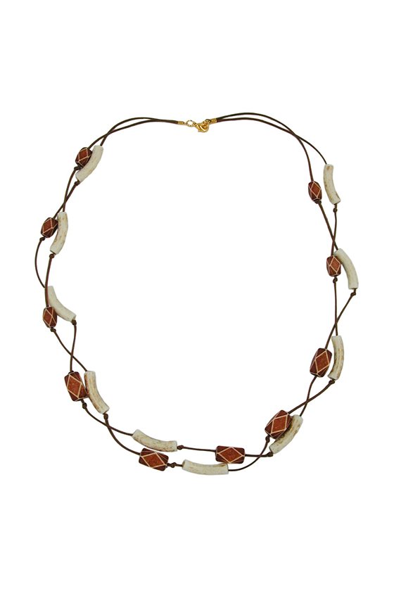 NECKLACE TUBES-BEADS BROWN