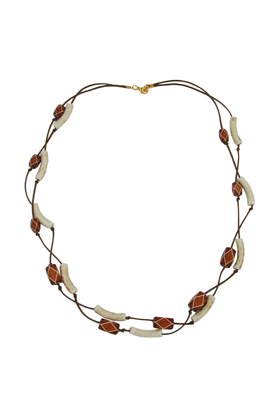NECKLACE TUBES-BEADS BROWN