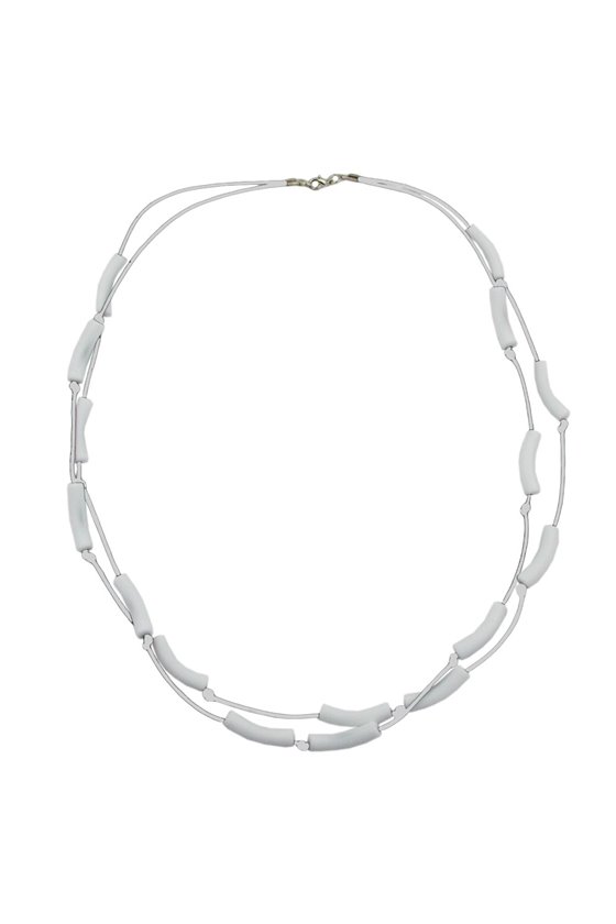 NECKLACE TUBES WHITE WHITE CORD 70CM