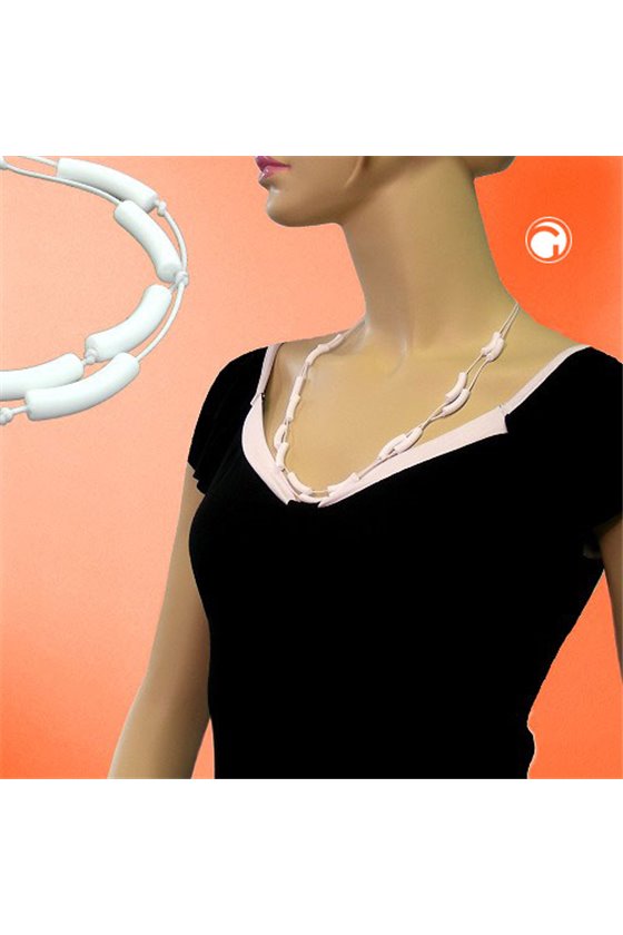 NECKLACE TUBES WHITE WHITE CORD 70CM