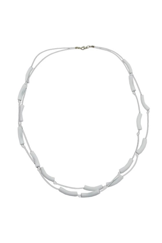NECKLACE TUBES WHITE WHITE CORD 70CM