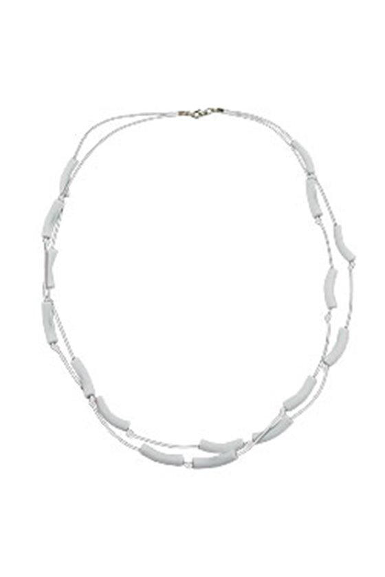 NECKLACE TUBES WHITE WHITE CORD 70CM