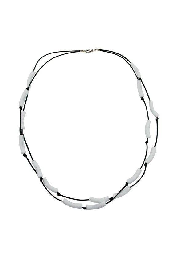 NECKLACE TUBES WHITE BLACK CORD