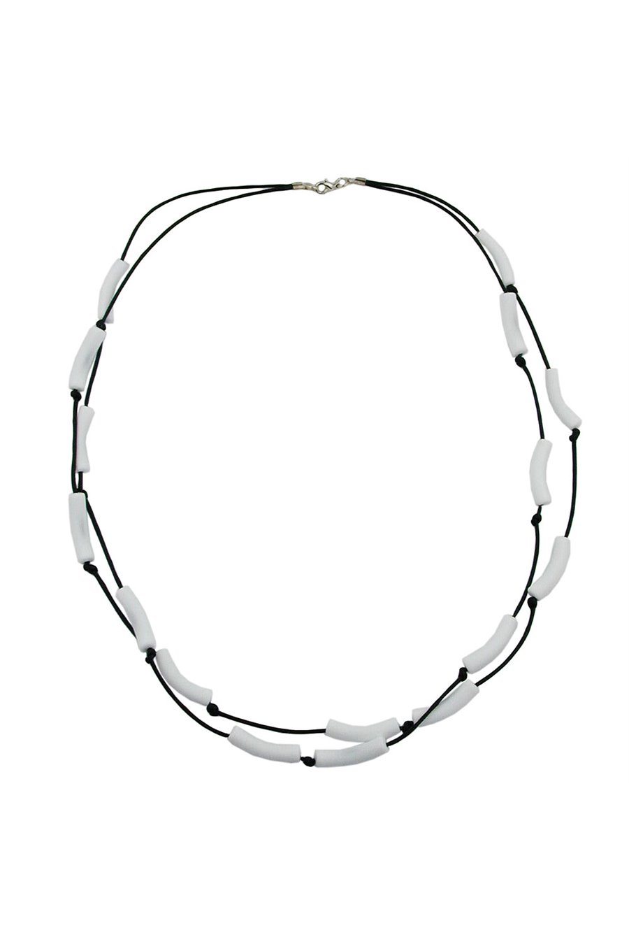 NECKLACE TUBES WHITE BLACK CORD