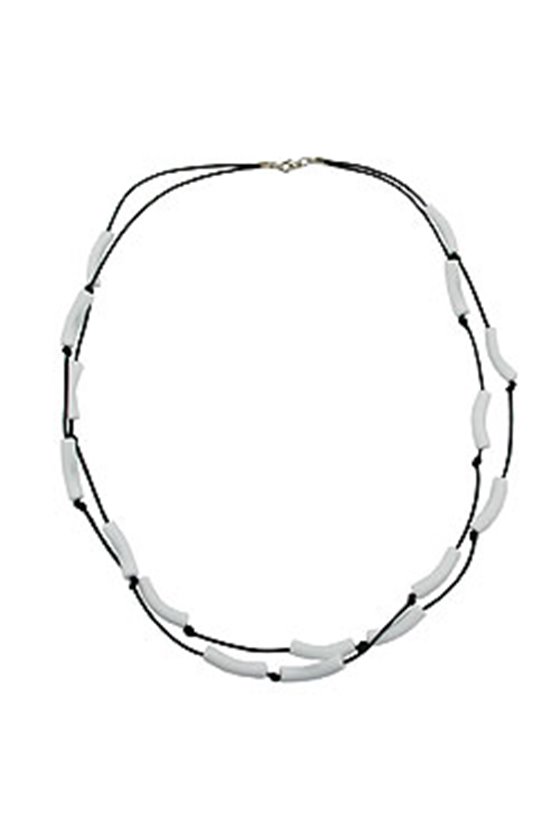 NECKLACE TUBES WHITE BLACK CORD