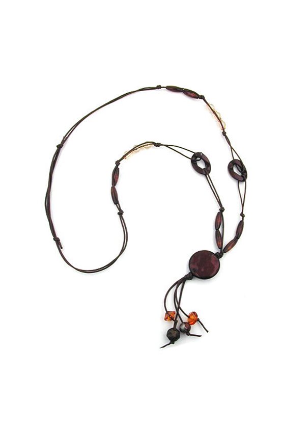 NECKLACE COFFEE-BROWN SILKY BEADS