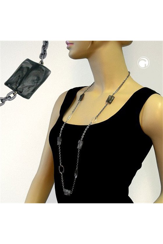 NECKLACE PILLOW GRAY-SILVER-CRYSTAL 100CM