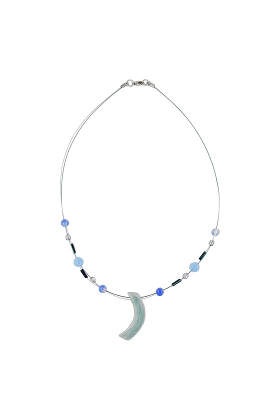 NECKLACE ANGLE GREY-BLUE-SILVER-COLOURED 42CM