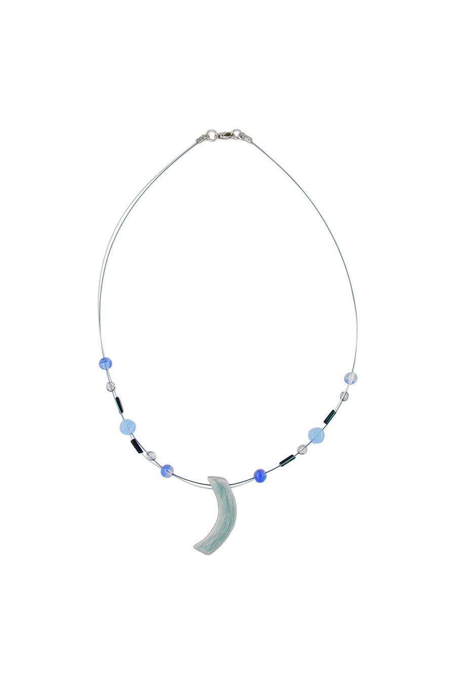 NECKLACE ANGLE GREY-BLUE-SILVER-COLOURED 42CM