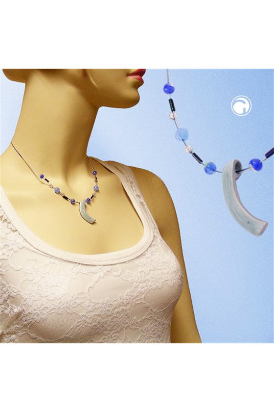 NECKLACE ANGLE GREY-BLUE-SILVER-COLOURED 42CM