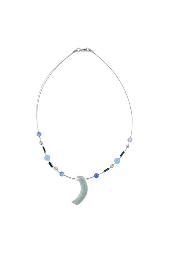 NECKLACE ANGLE GREY-BLUE-SILVER-COLOURED 42CM