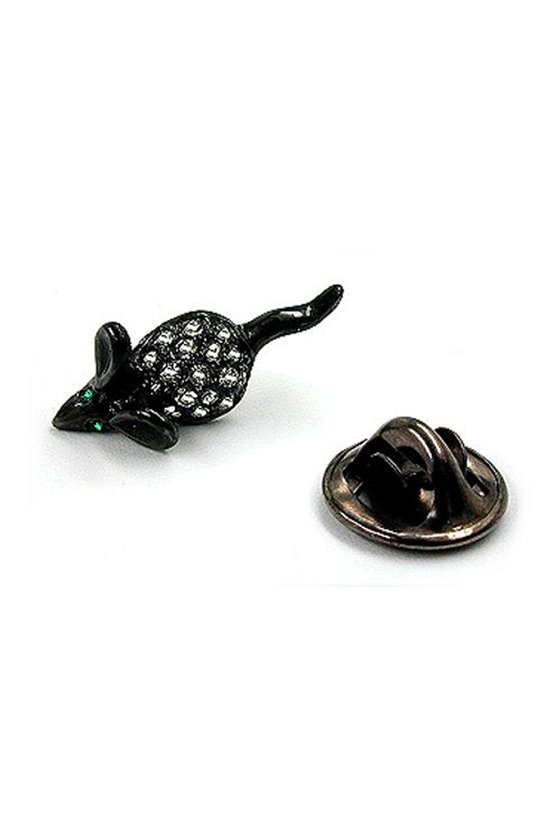 CLUTCH PIN BROOCH MOUSE WITH GREEN EYES