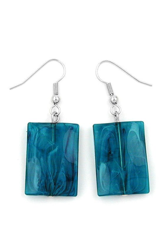 HOOK EARRINGS PILLOW BEAD TURQUOISE