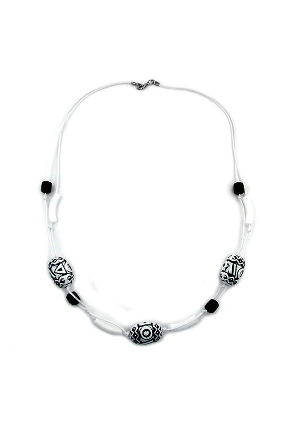 NECKLACE OLIVE BLACK-WHITE