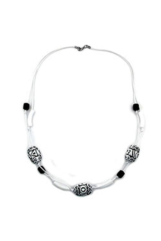 NECKLACE OLIVE BLACK-WHITE