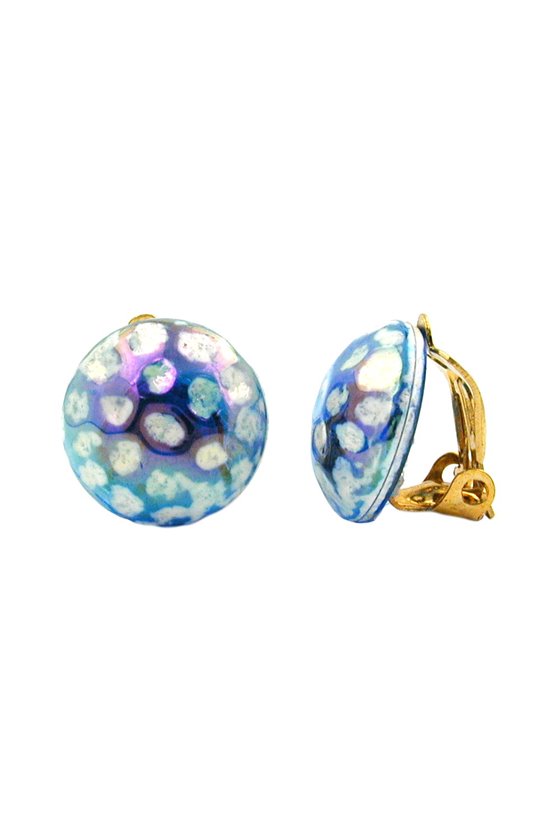 CLIP-ON EARRING BLUE WHITE COLOR EFFECT