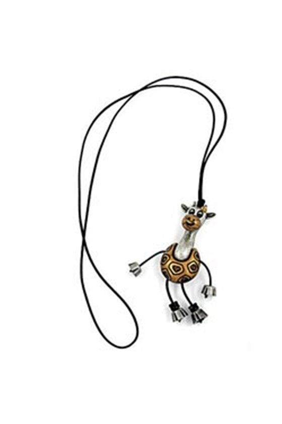 NECKLACE GIRAFFE ANTIQUE-SILVER/GOLD 90CM