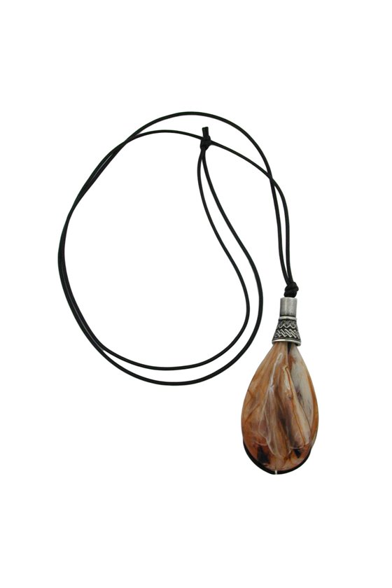 NECKLACE DROP BEIGE-BROWN MARBLED