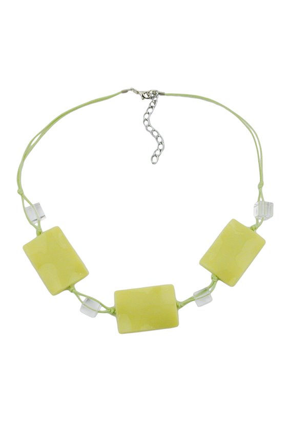 NECKLACE LIGHT GREEN PILLOW BEADS