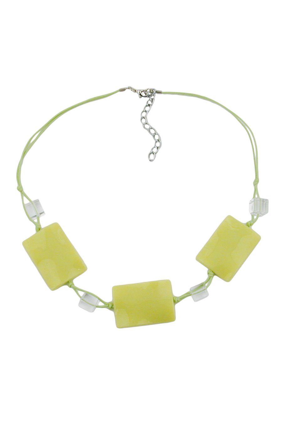 NECKLACE LIGHT GREEN PILLOW BEADS