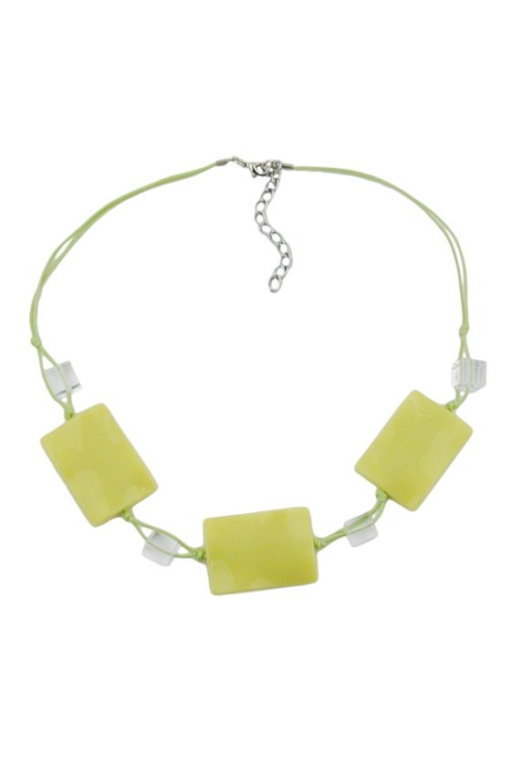 NECKLACE LIGHT GREEN PILLOW BEADS