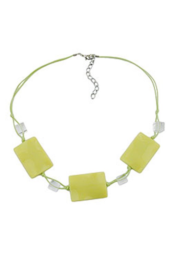 NECKLACE LIGHT GREEN PILLOW BEADS