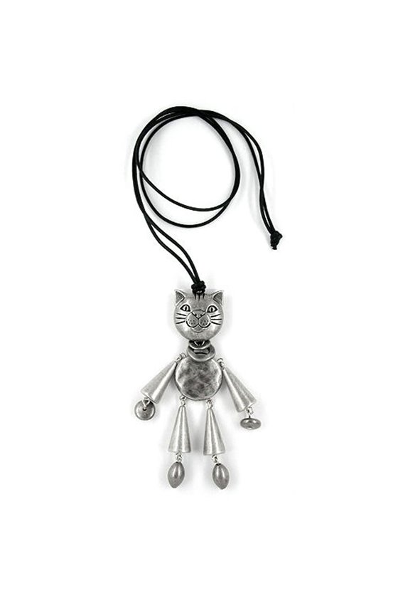 NECKLACE CAT SILVER-ANTIQUE 90CM