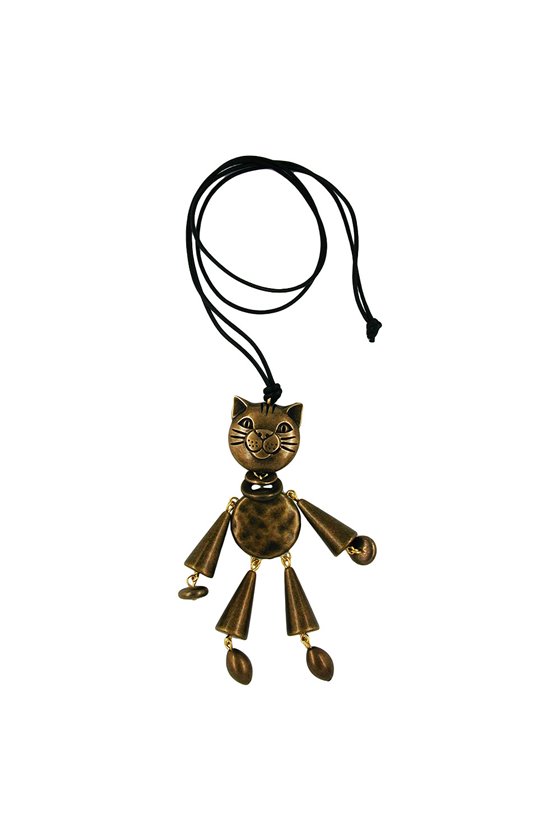 NECKLACE CAT VINTAGE BRASS 90CM