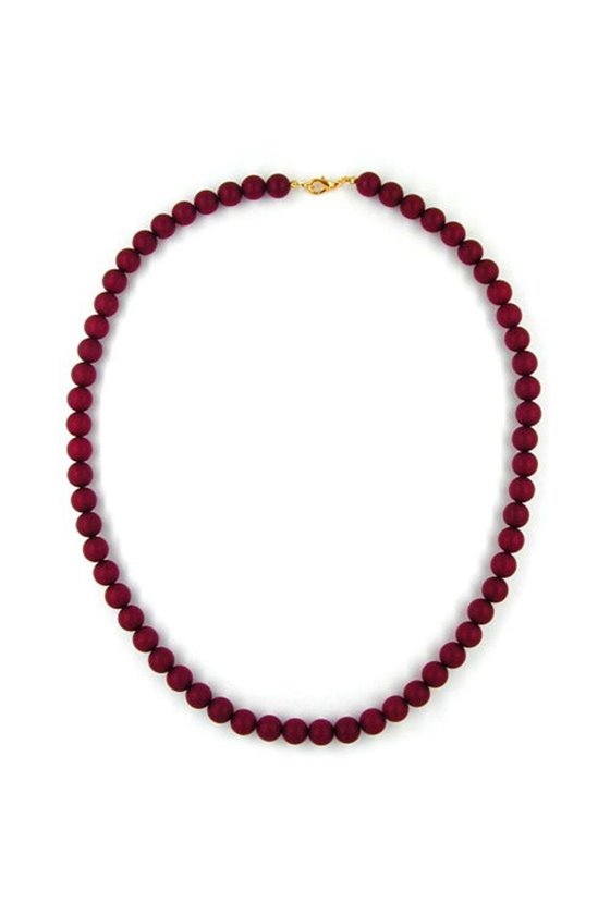 NECKLACE BEADS 10MM BORDEAUX/RUBY COLOURED