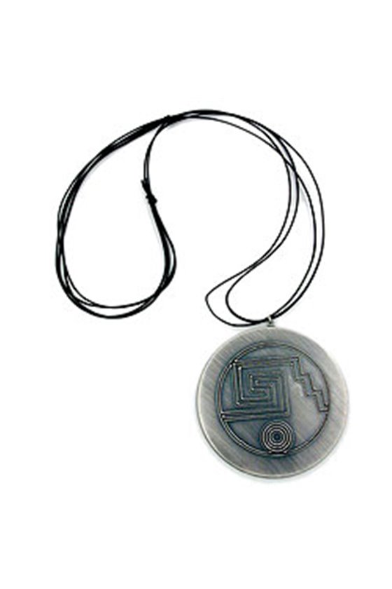 NECKLACE OXID-SILVER AMULET BLACK CORD 100CM