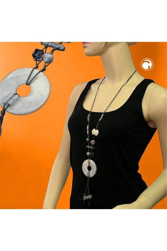 NECKLACE GREY-BROWN BEADS