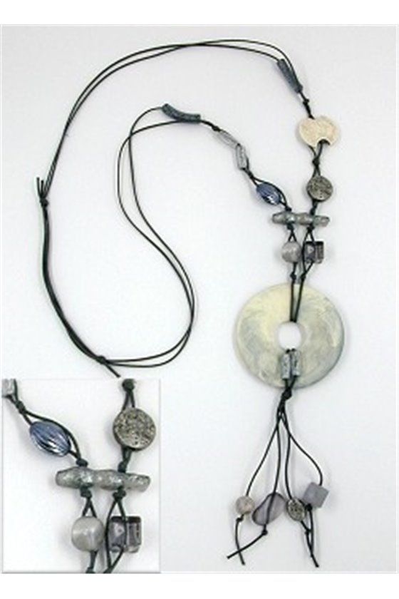 NECKLACE GREY-BROWN BEADS