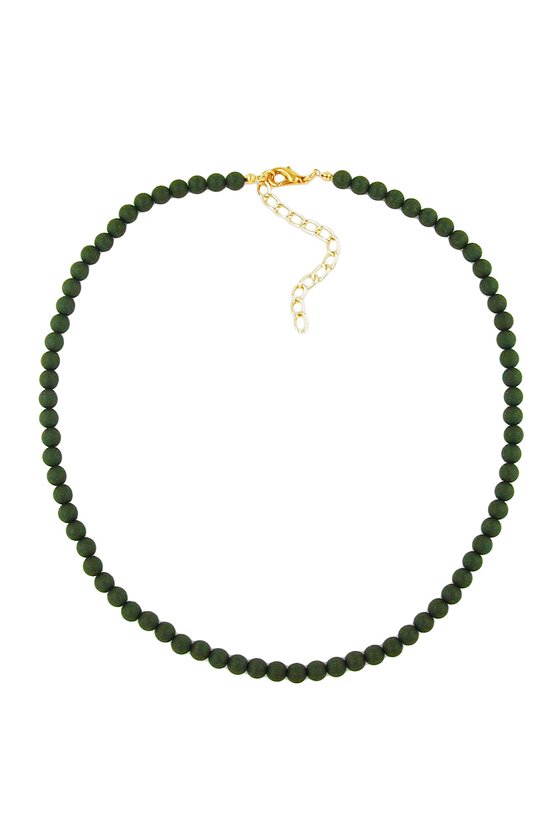 NECKLACE BEADS 6MM OLIVE/ DULL