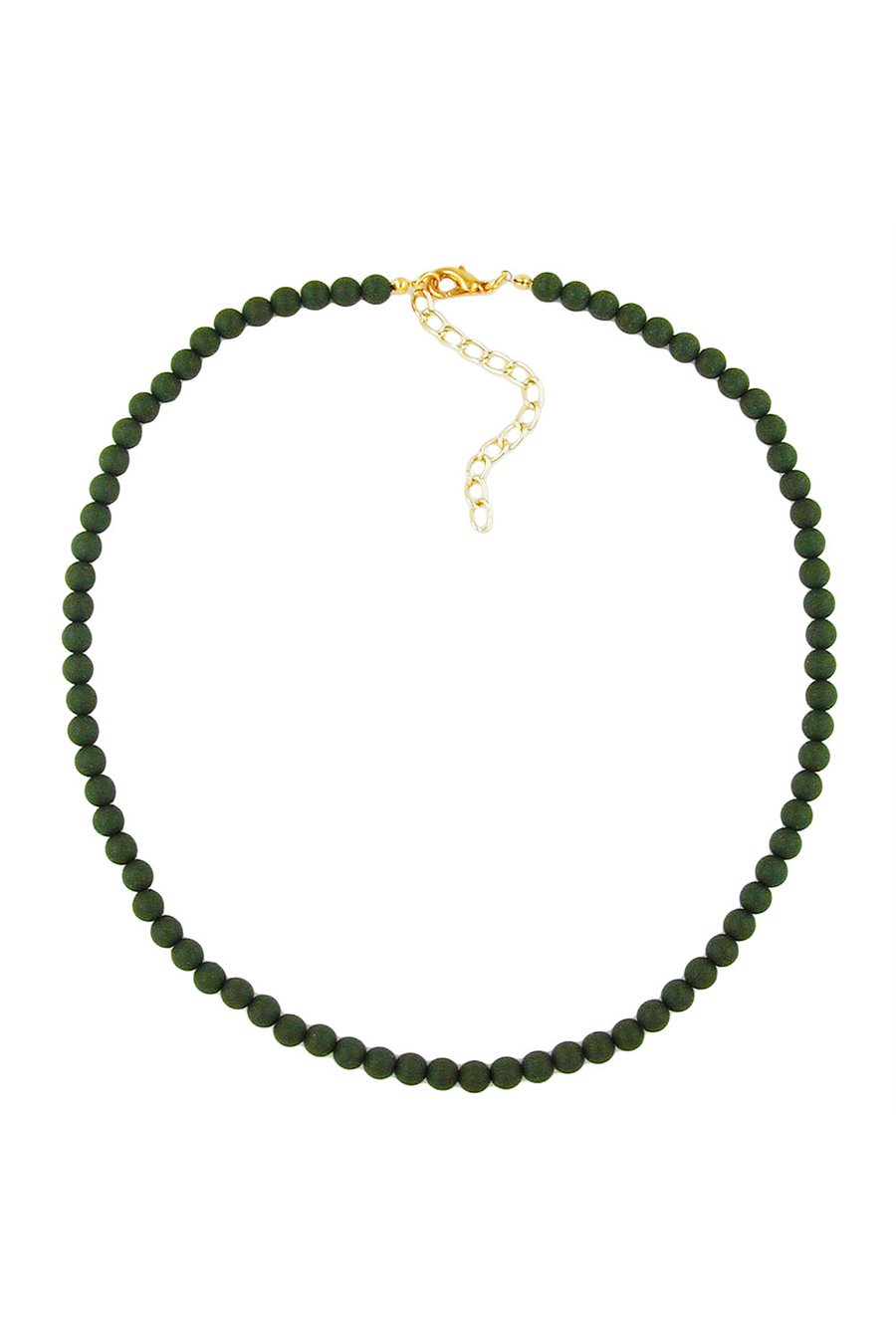 NECKLACE BEADS 6MM OLIVE/ DULL