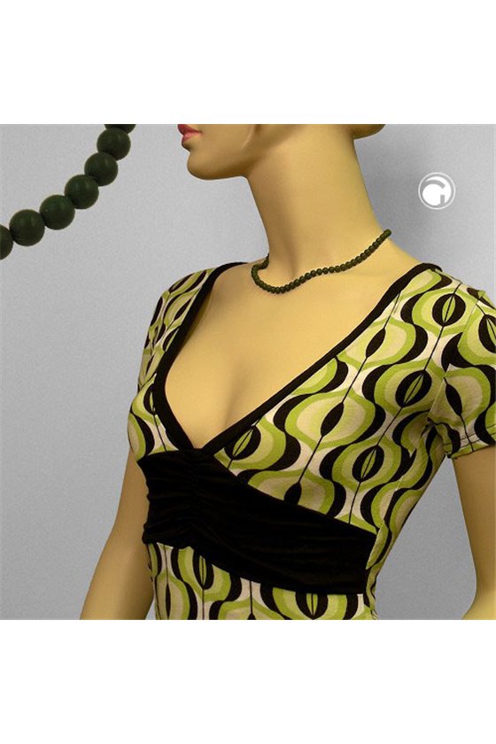 NECKLACE BEADS 6MM OLIVE/ DULL