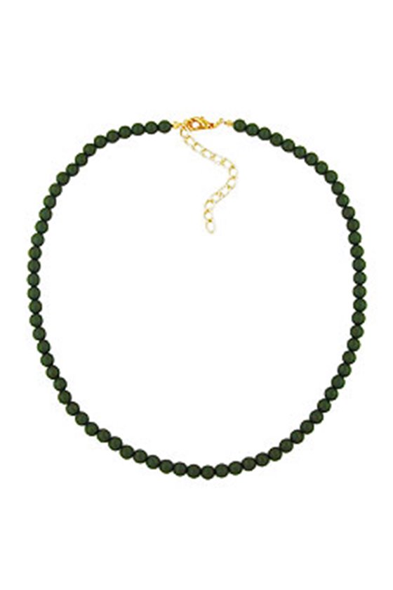 NECKLACE BEADS 6MM OLIVE/ DULL