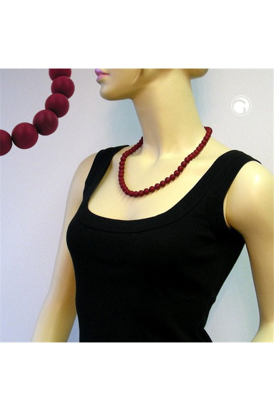 NECKLACE BEADS 10MM WINE-RED 60CM