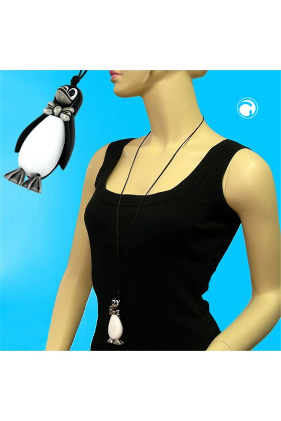 NECKLACE PENGUIN ANTIQUE-SILVER 90CM
