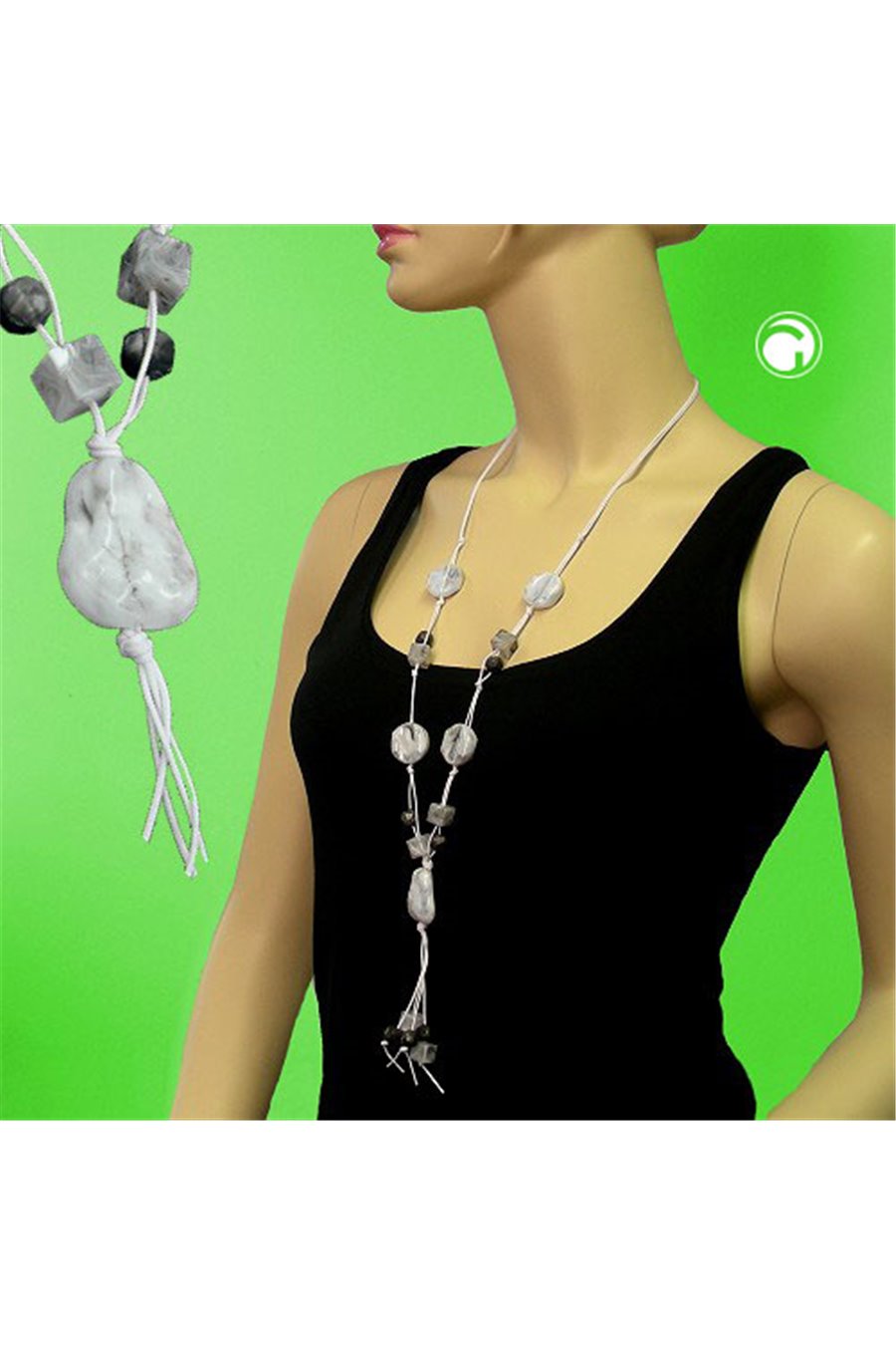 NECKLACE GREY-BLACK BEADS