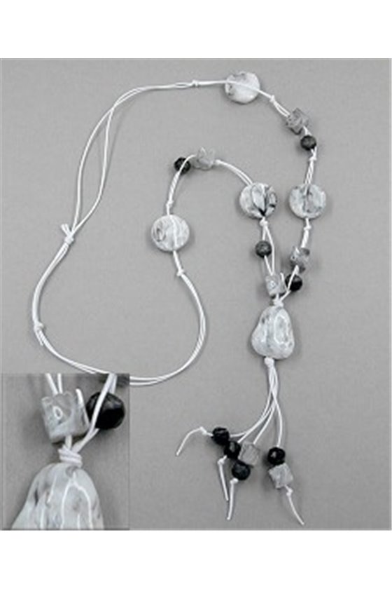 NECKLACE GREY-BLACK BEADS