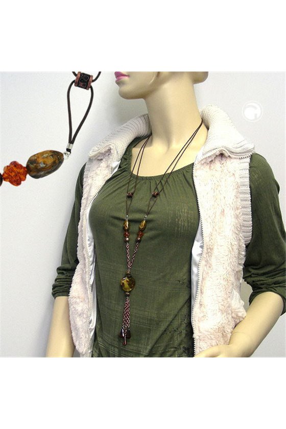 NECKLACE BROWN/COPPER/ORANGE COLOURED BEADS