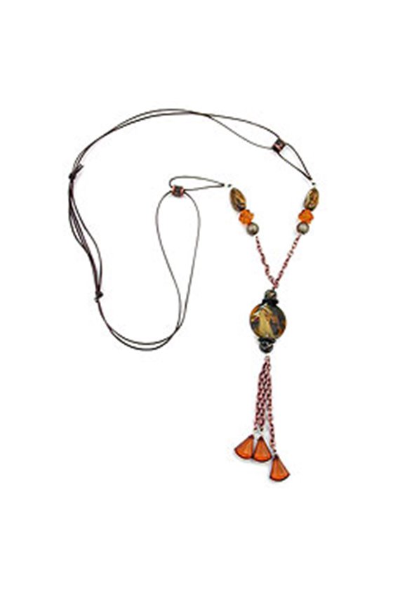 NECKLACE BROWN/COPPER/ORANGE COLOURED BEADS