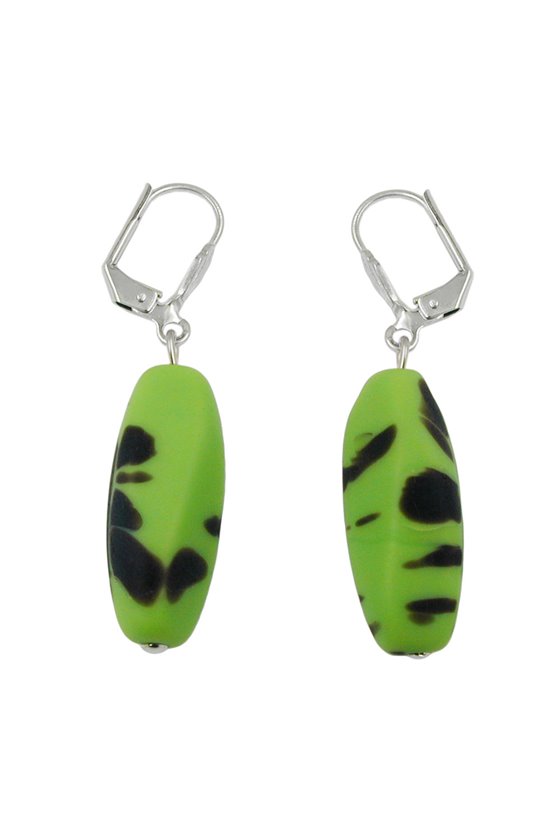 LEVERBACK EARRINGS GLASS BEADS KIWI GREEN