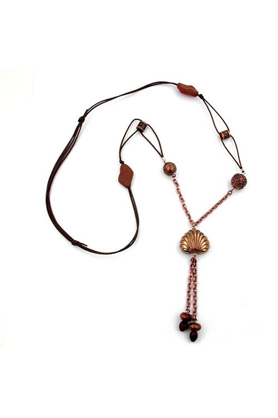 NECKLACE SEASHELL BEAD COPPER/ BROWN COLOURS
