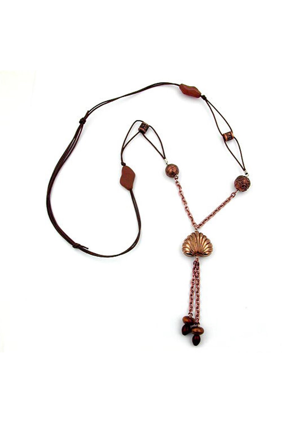 NECKLACE SEASHELL BEAD COPPER/ BROWN COLOURS