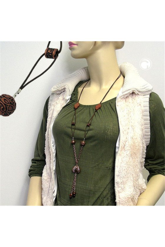 NECKLACE SEASHELL BEAD COPPER/ BROWN COLOURS